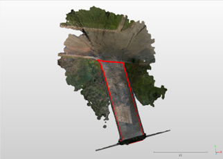 The stormwater collection area that drains to the 701 driveway trench drain is 1,527 SF as determined from the analysis of the LiDAR measurements.